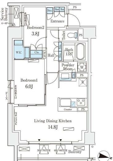 ロイヤルパークス赤羽サウス　601号室　間取り