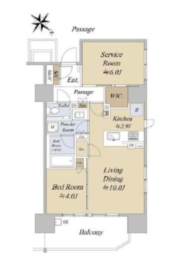 シティハウス巣鴨　12F1号室　間取り