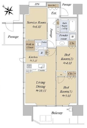 シティハウス巣鴨　12F5号室　間取り