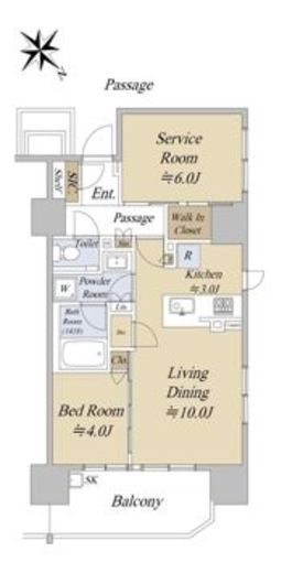 シティハウス巣鴨　4F3号室　間取り