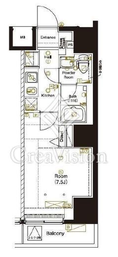 マーロ後楽園　802号室　間取り