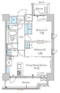 パークアクシス芝浦　1003号室　間取り