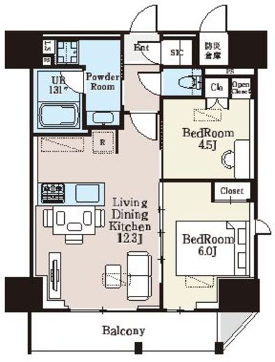 ザ・ライオンズフォーシア町屋　1401号室　間取り