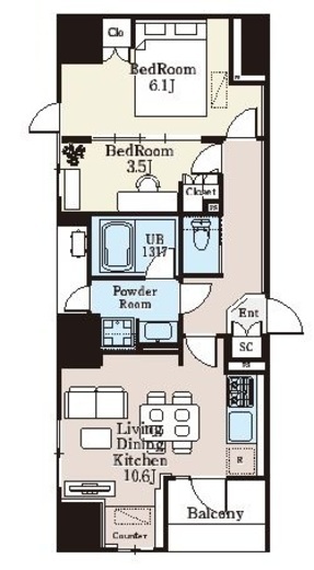 ザ・ライオンズフォーシア町屋　204号室　間取り
