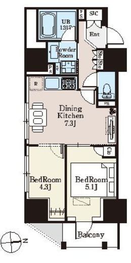 ザ・ライオンズフォーシア町屋　602号室　間取り
