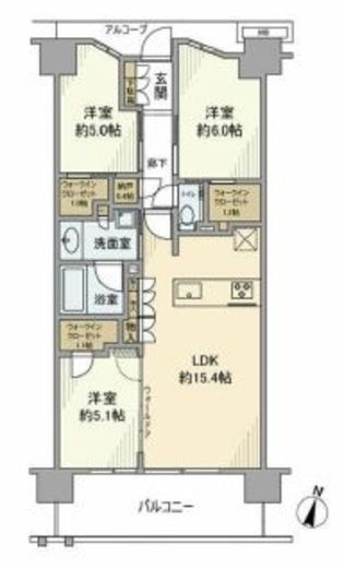 ジオ板橋大山　6F1号室　間取り