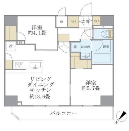 アジールコート町屋　1401号室　間取り