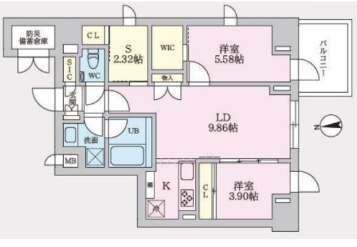 タスキプライムテラス後楽園　302号室　間取り