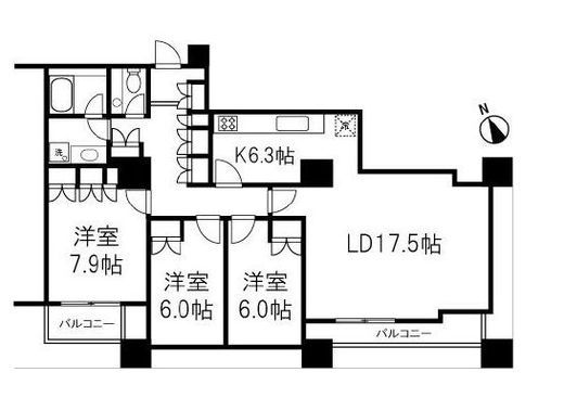 グランパークハイツ　2303号室　間取り