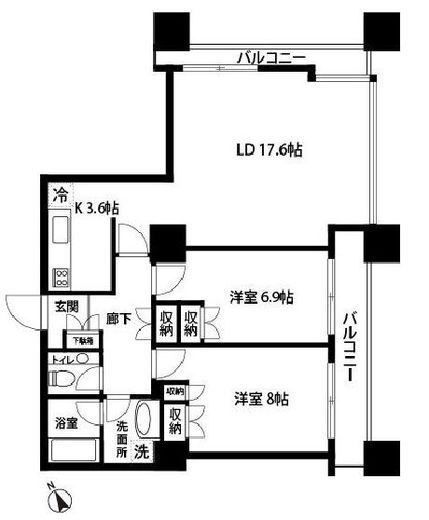 グランパークハイツ　2701号室　間取り