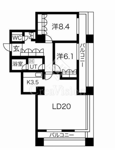 グランパークハイツ　403号室　間取り