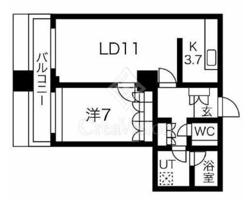 グランパークハイツ　807号室　間取り