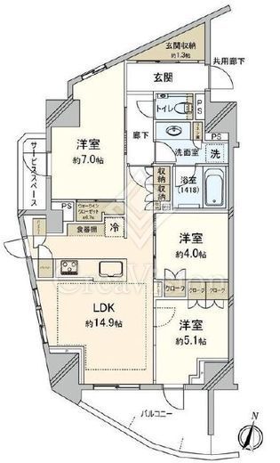 パークホームズ十条　701号室　間取り