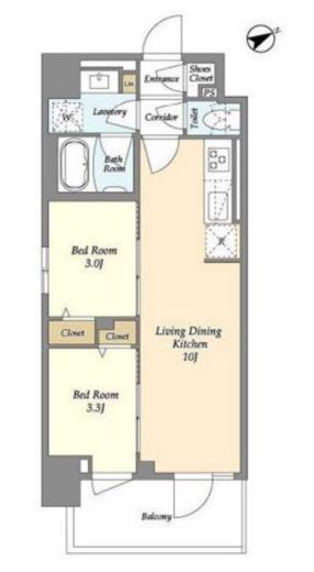 グランカーサ町屋Ⅱ　304号室　間取り