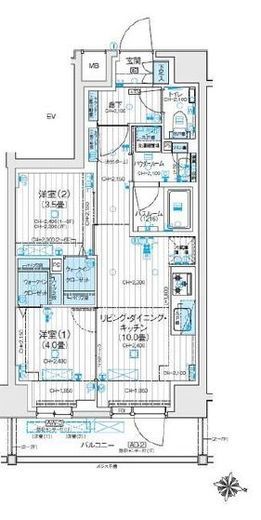 デュオステージ北千住Ⅲ　502号室　間取り