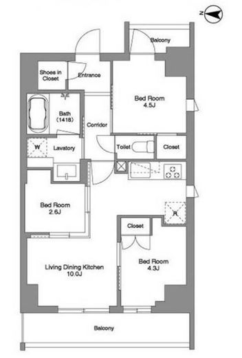 BPRレジデンス東日暮里　1004号室　間取り