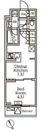 アジールコート後楽園　206号室　間取り