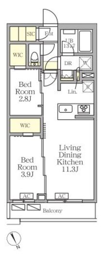 アジールコート後楽園　308号室　間取り