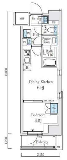 テラス駒込サウス　1101号室　間取り
