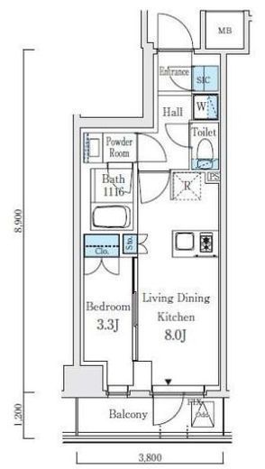テラス駒込サウス　1102号室　間取り