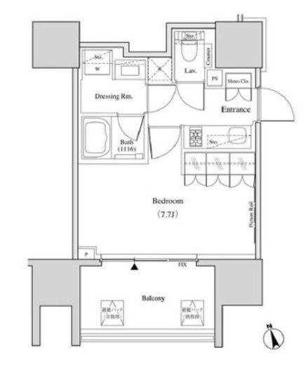 ザ・パークハビオ北千住　1403号室　間取り