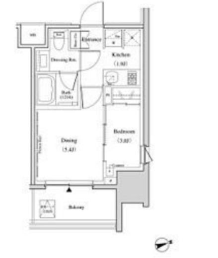 ザ・パークハビオ北千住　1408号室　間取り