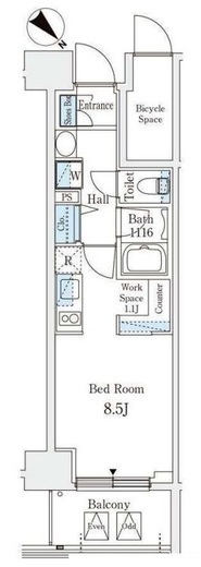 リテラス西日暮里　1003号室　間取り