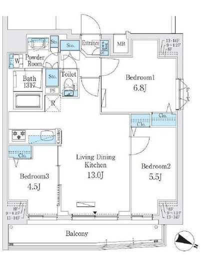 プライムブリス板橋本町　1201号室　間取り