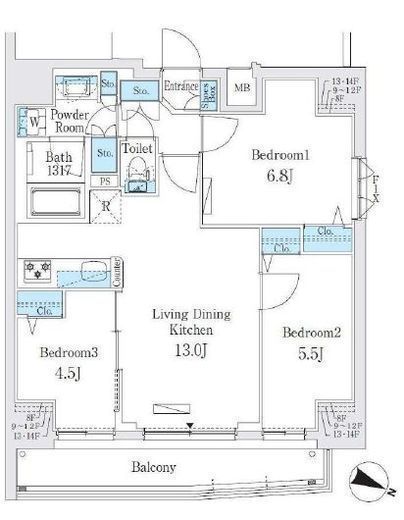 プライムブリス板橋本町　1101号室　間取り