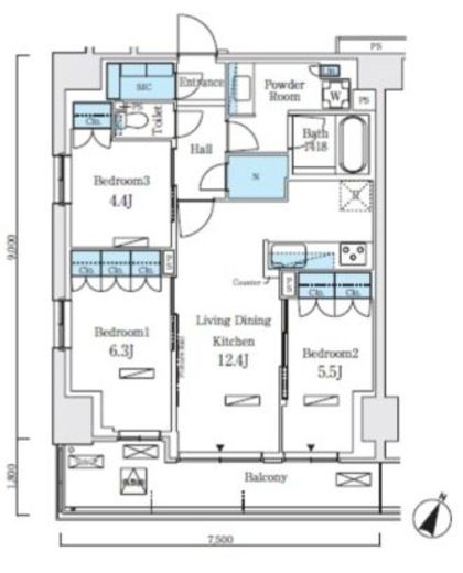 ロイヤルパークス赤羽ノース　313号室　間取り
