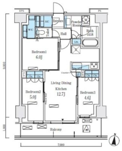 ロイヤルパークス赤羽ノース　355号室　間取り