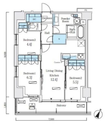 ロイヤルパークス赤羽ノース　356号室　間取り