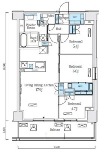 ロイヤルパークス赤羽ノース　451号室　間取り