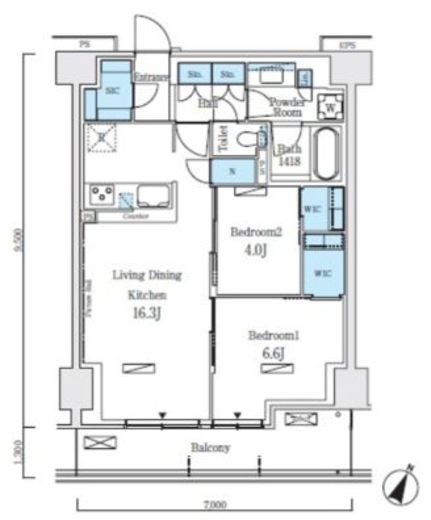 ロイヤルパークス赤羽ノース　512号室　間取り