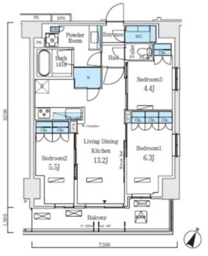 ロイヤルパークス赤羽ノース　901号室　間取り
