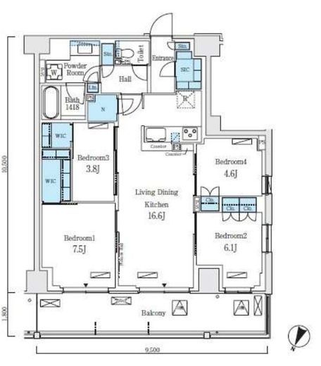 ロイヤルパークス赤羽ノース　914号室　間取り