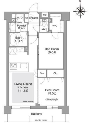 コンフォリア・リヴ文京護国寺　107号室　間取り