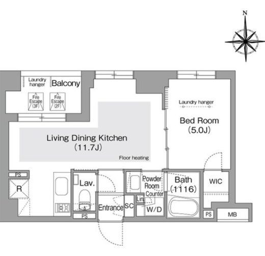 コンフォリア・リヴ文京護国寺　203号室　間取り