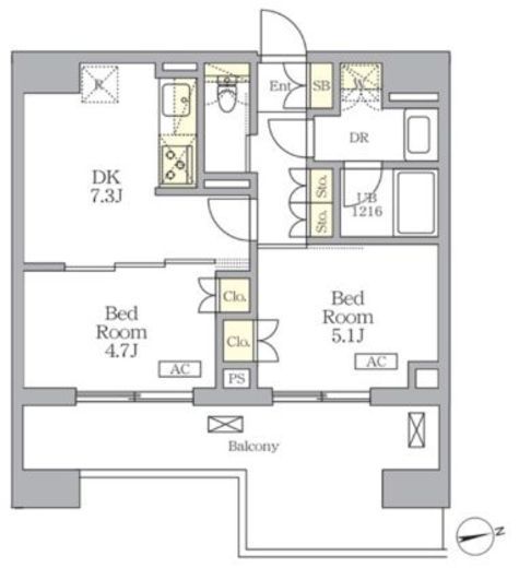ザ・ライオンズフォーシア文京湯島　1302号室　間取り