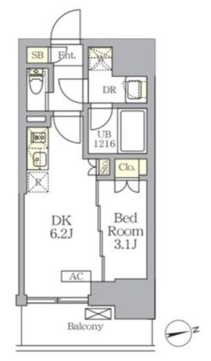 ザ・ライオンズフォーシア文京湯島　402号室　間取り