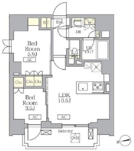 ザ・ライオンズフォーシア文京湯島　404号室　間取り