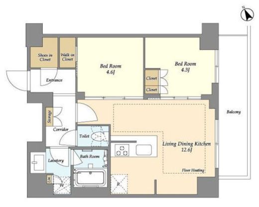 オアーゼ日暮里レジデンス　1205号室　間取り