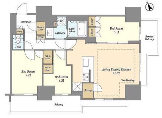オアーゼ日暮里レジデンス　1207号室　間取り