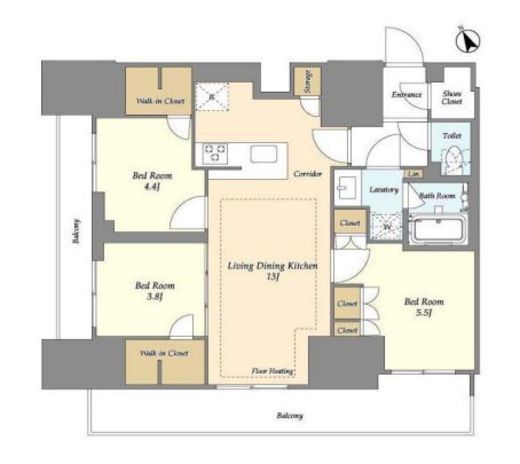 オアーゼ日暮里レジデンス　1306号室　間取り