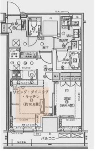 パークリュクス西新宿　4F1号室　間取り