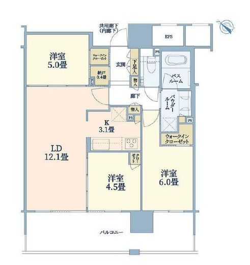 シティタワー千住大橋　3404号室　間取り