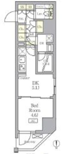 アジールコート王子　1001号室　間取り