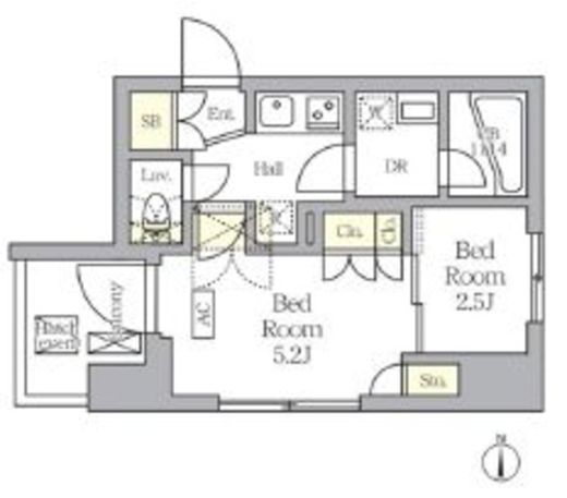 アジールコート王子　304号室　間取り