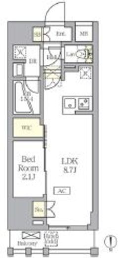 アジールコート王子　802号室　間取り