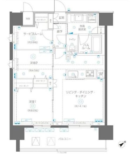 アルファレジデンシア南千住　1202号室　間取り